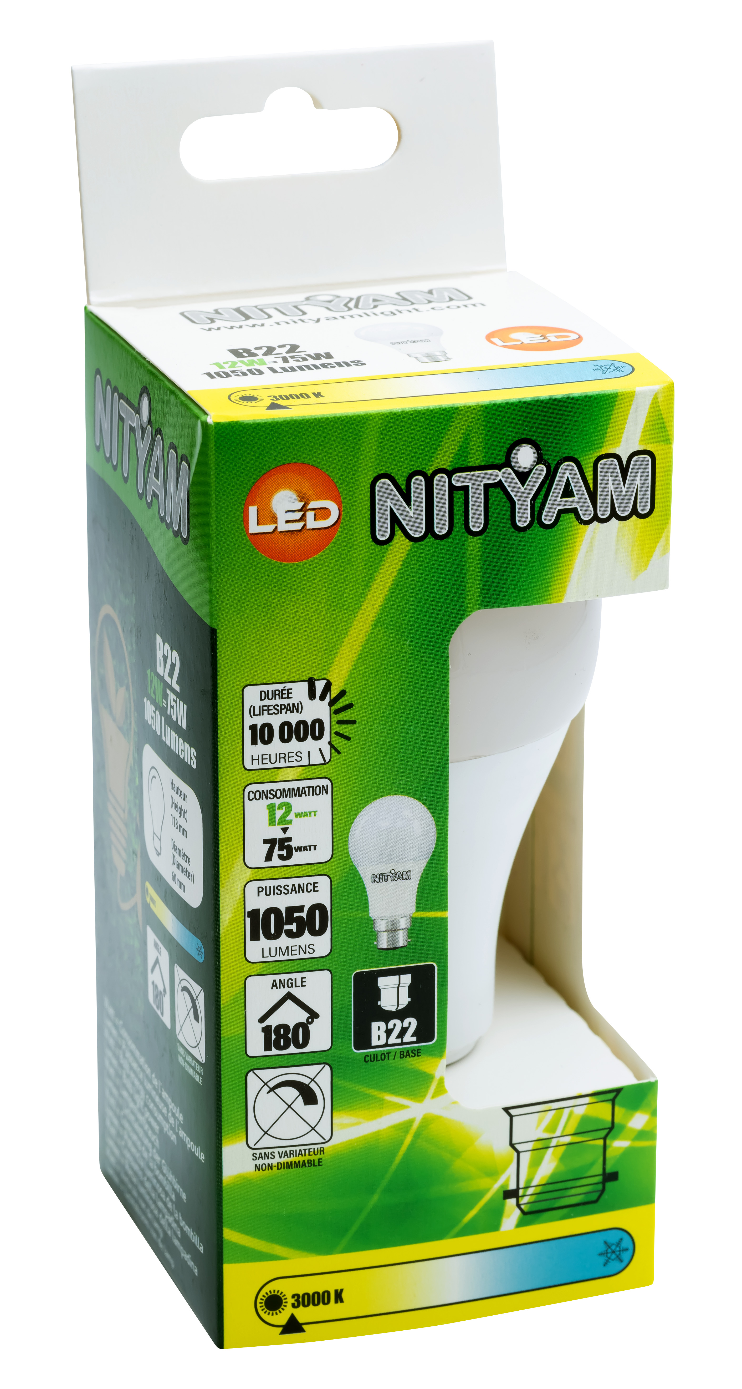 Ampoule standard b22 12w 1050lm 3k - nityam