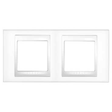 Unica blanc liseré blanc plaque de finition 2 poste horizontal 4 modules