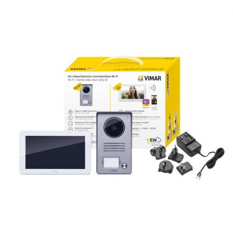 Kit portier-vidéo mains libres vimar - avec moniteur 7 wifi – alimentation multifiche