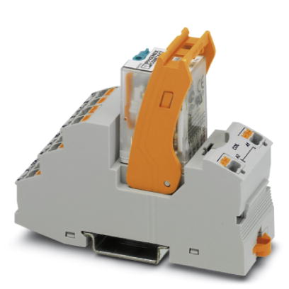 Module à relais prééquipé avec raccordement push-in, comprenant : embase de relais, relais à contact