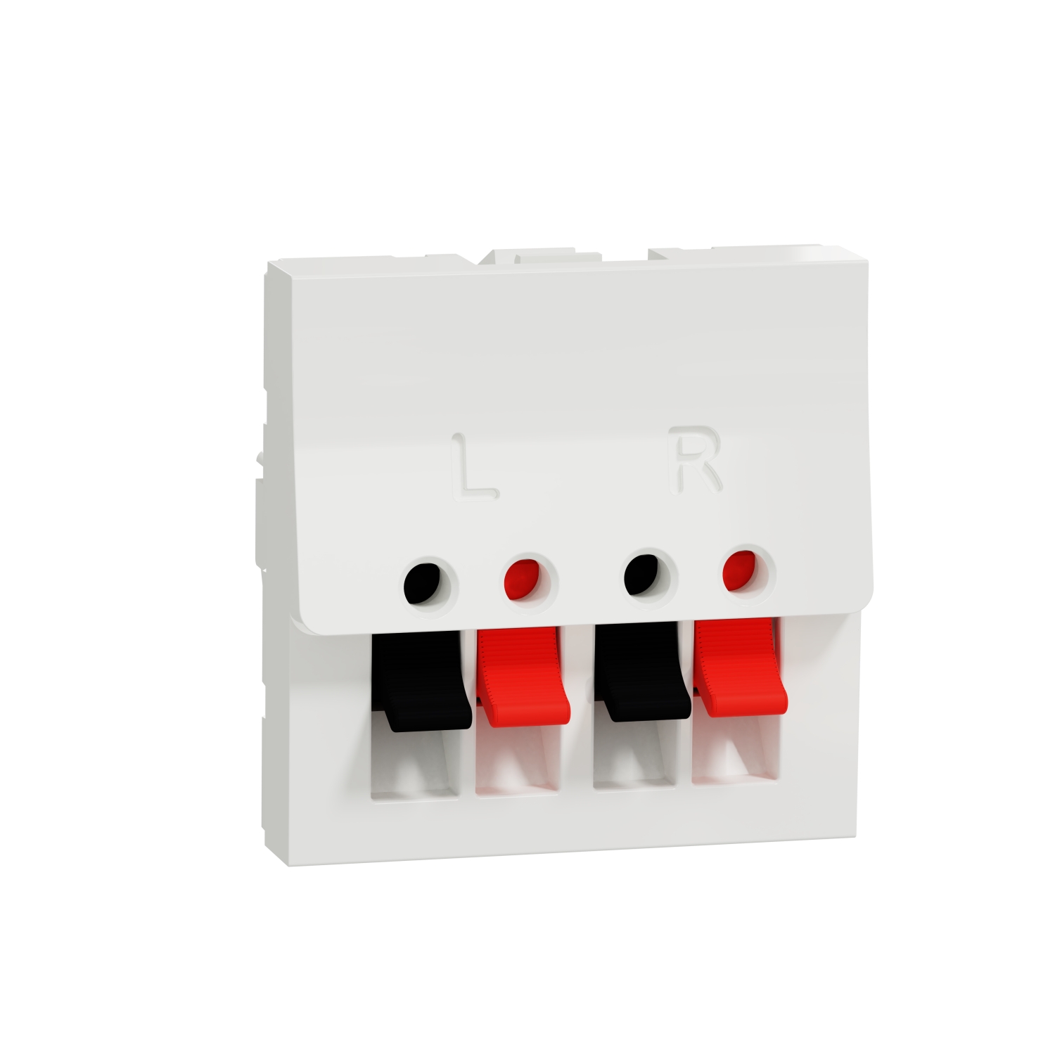 Unica - prise haut-parleur 2 sorties (2 x rouge + noir) - 2 modules - blanc - mécanisme seul