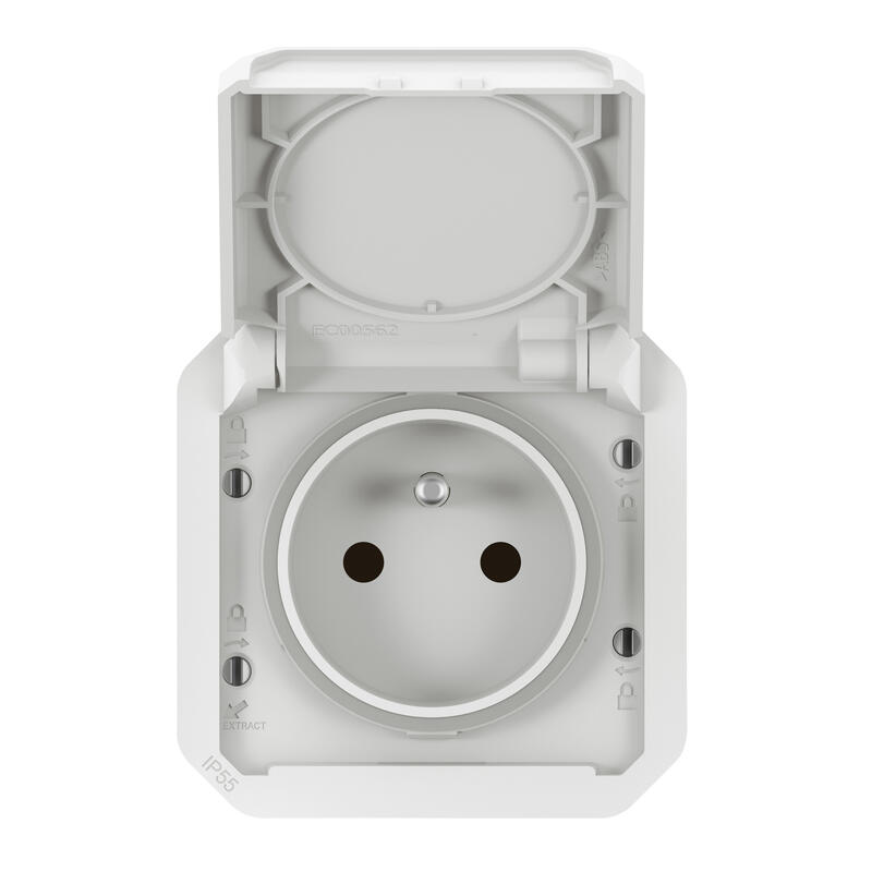 Prise de courant 2p+t plexo composable blanc