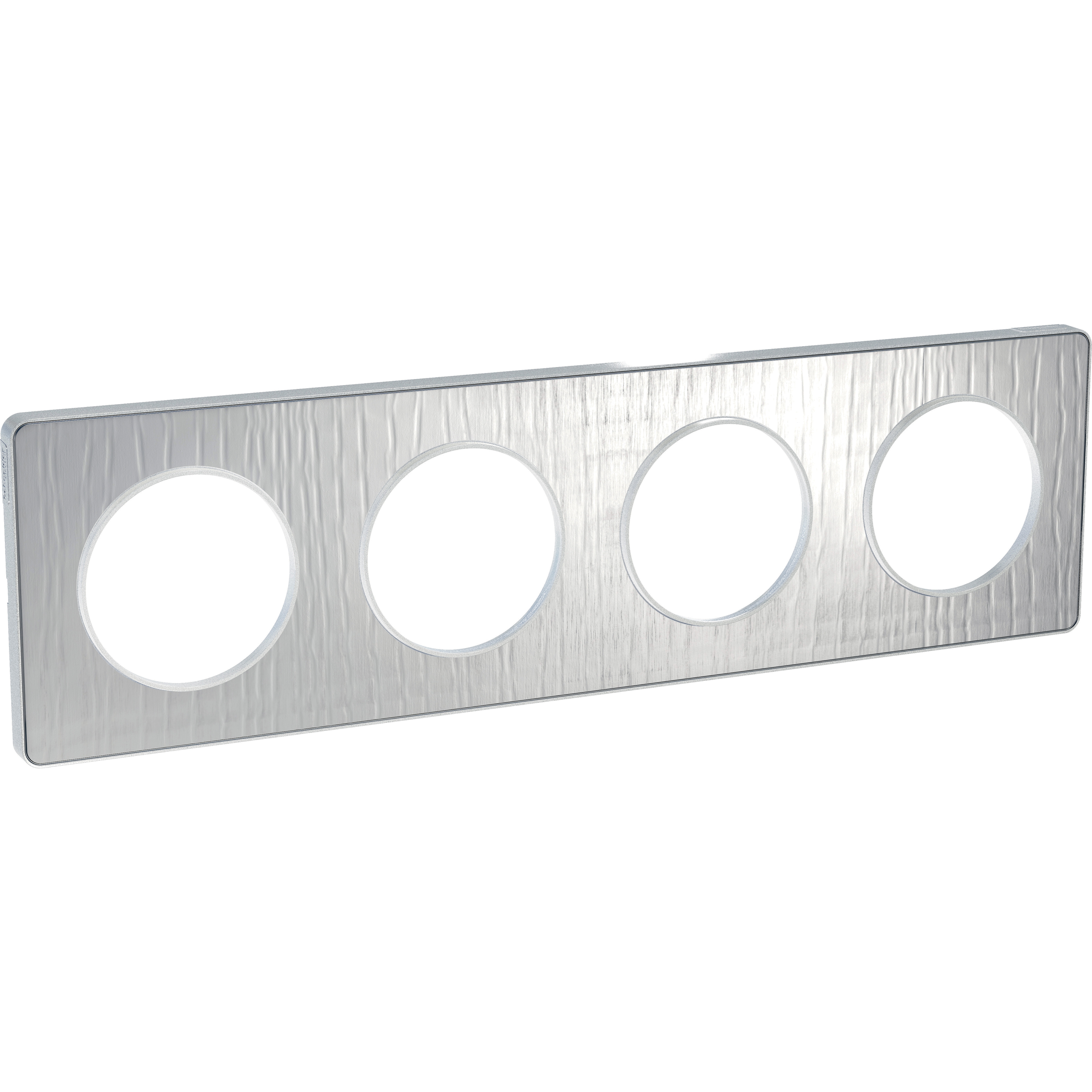 Schneider odace touch plaque aluminium brossé croco avec liseré alu 4 postes entraxe 71mm
