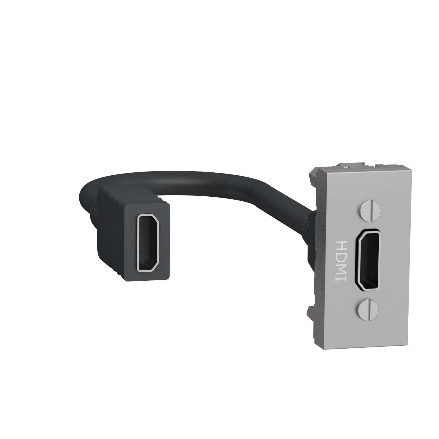 Unica - prise hdmi préconnectorisée - 1 module - alu - mécanisme seul