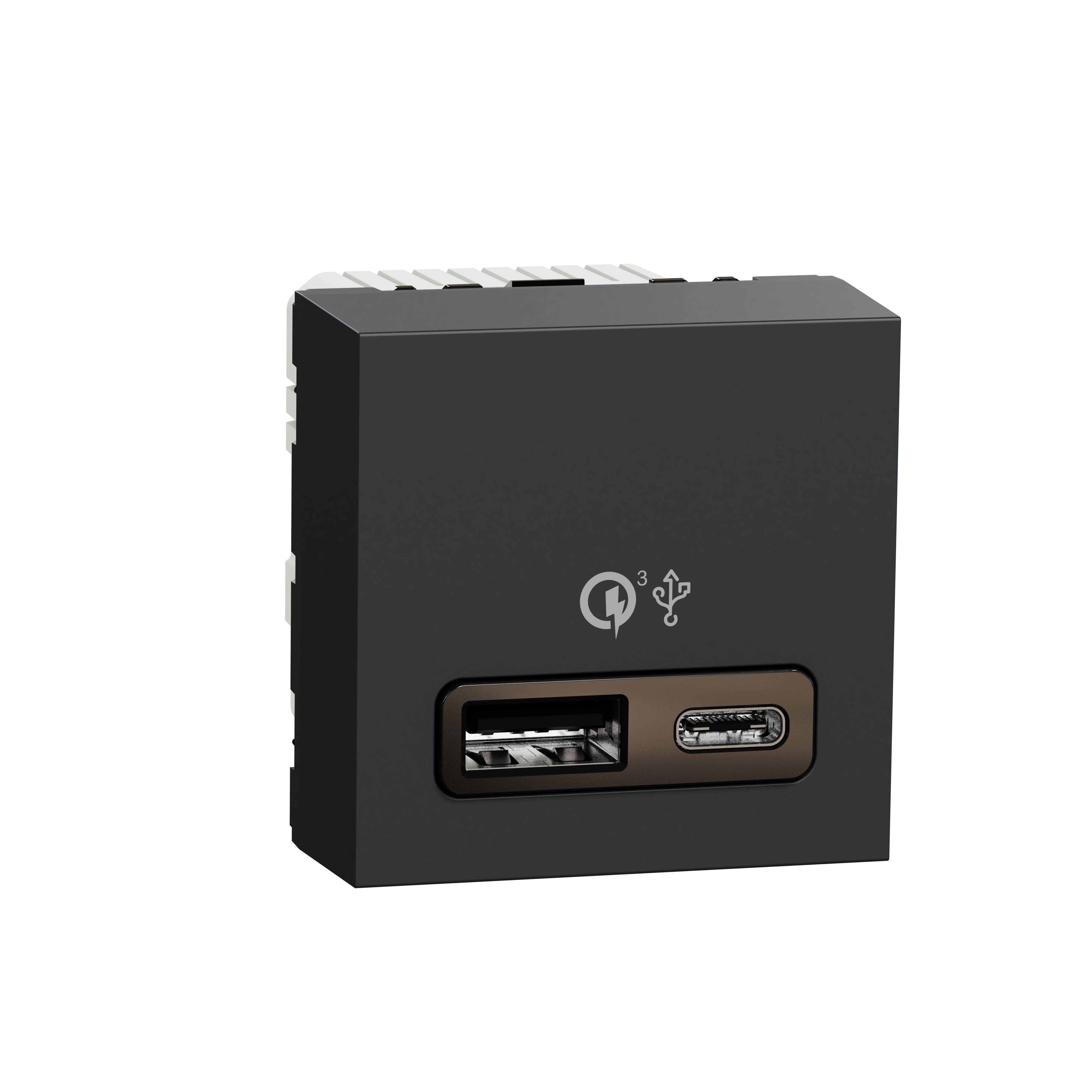 Unica - prise chargeur usb double charge rapide 18w 3,4a type a+c - 2 modules - anthracite - mécanis