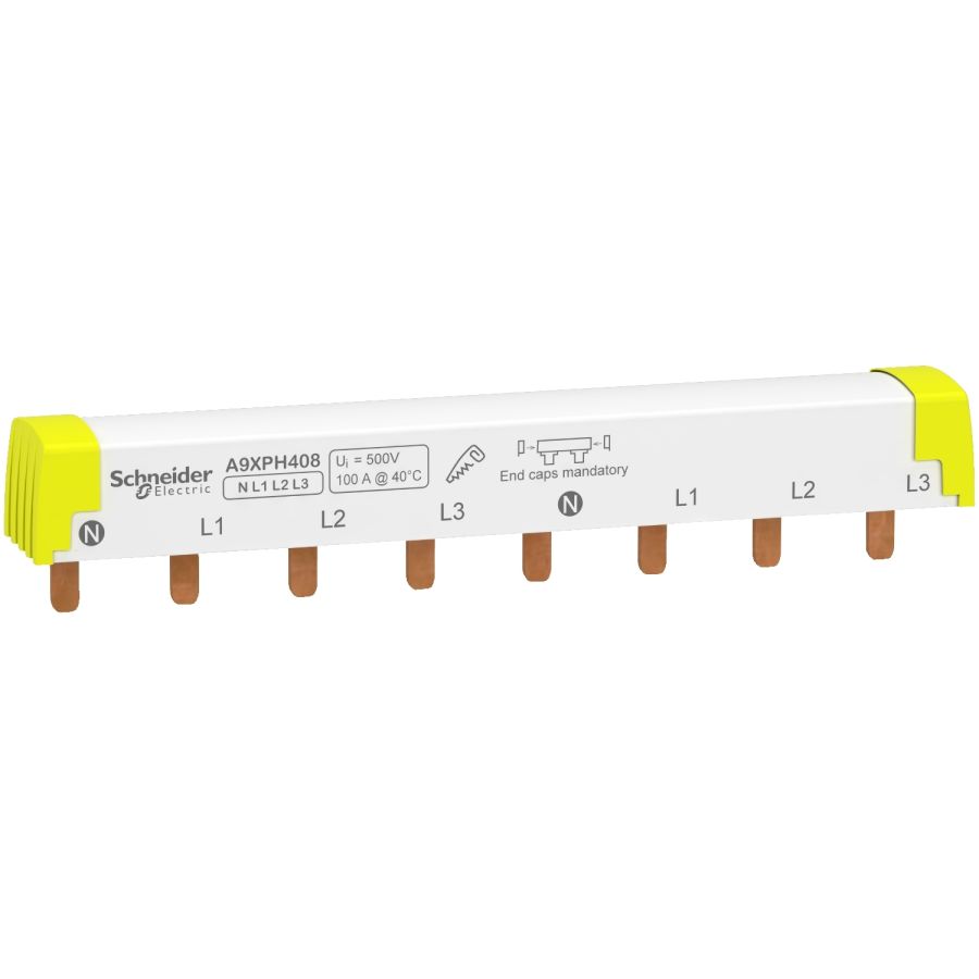 Acti 9 - peigne de raccordement à dents - 4p - 100a à 40°c - ue 415 v ca - 8 modules de 18 mm - déco