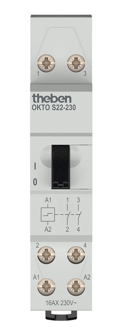 Télérupteur électromécanique, 2 contacts no. Raccordement bornes à vis. 2 X 16a-230v.