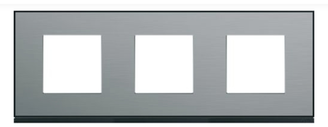 Hager - plaque gallery 3 postes horizontale 71mm placage steel