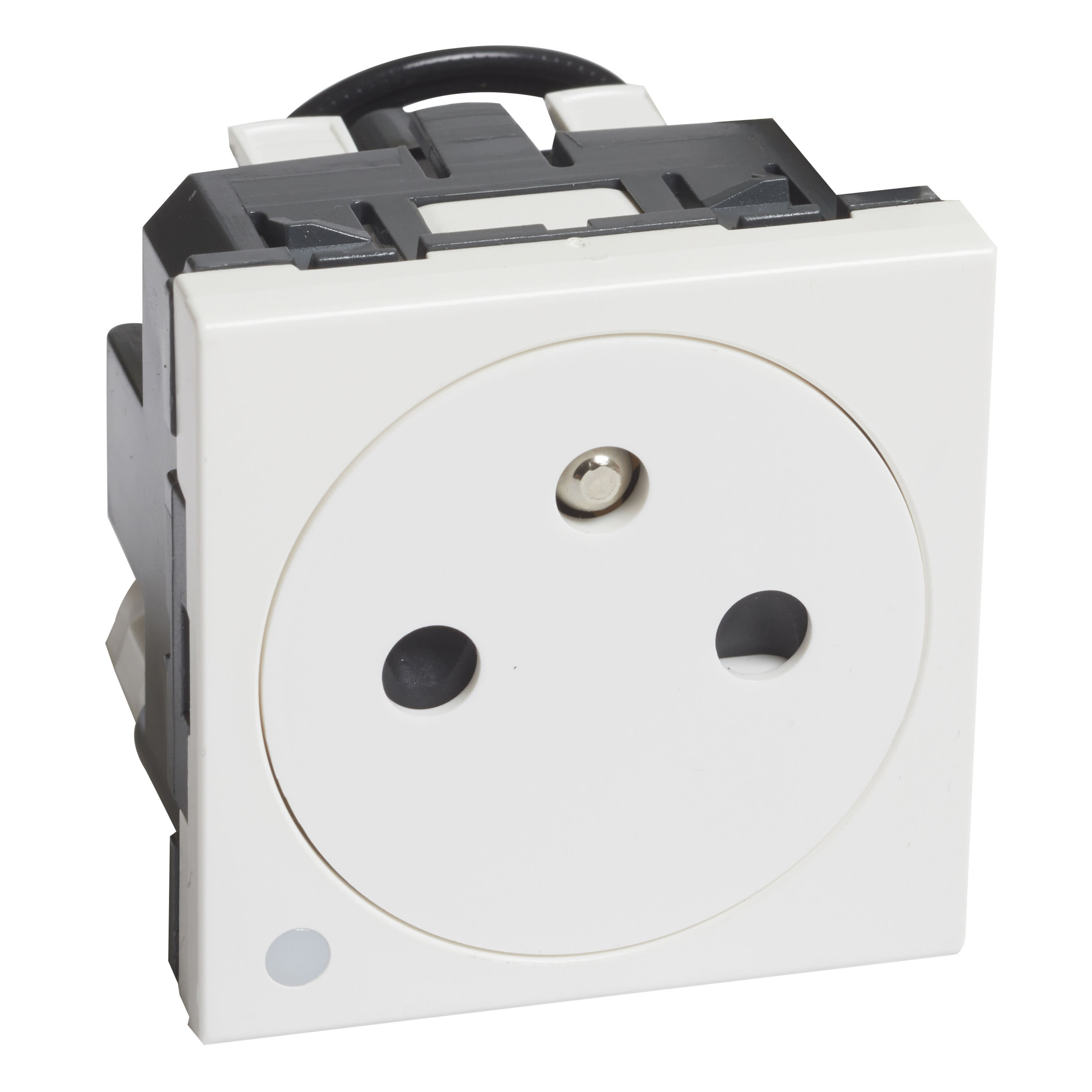 Mosaic prise 2p+t affl.voyant 2 mod blanc antimicrob.