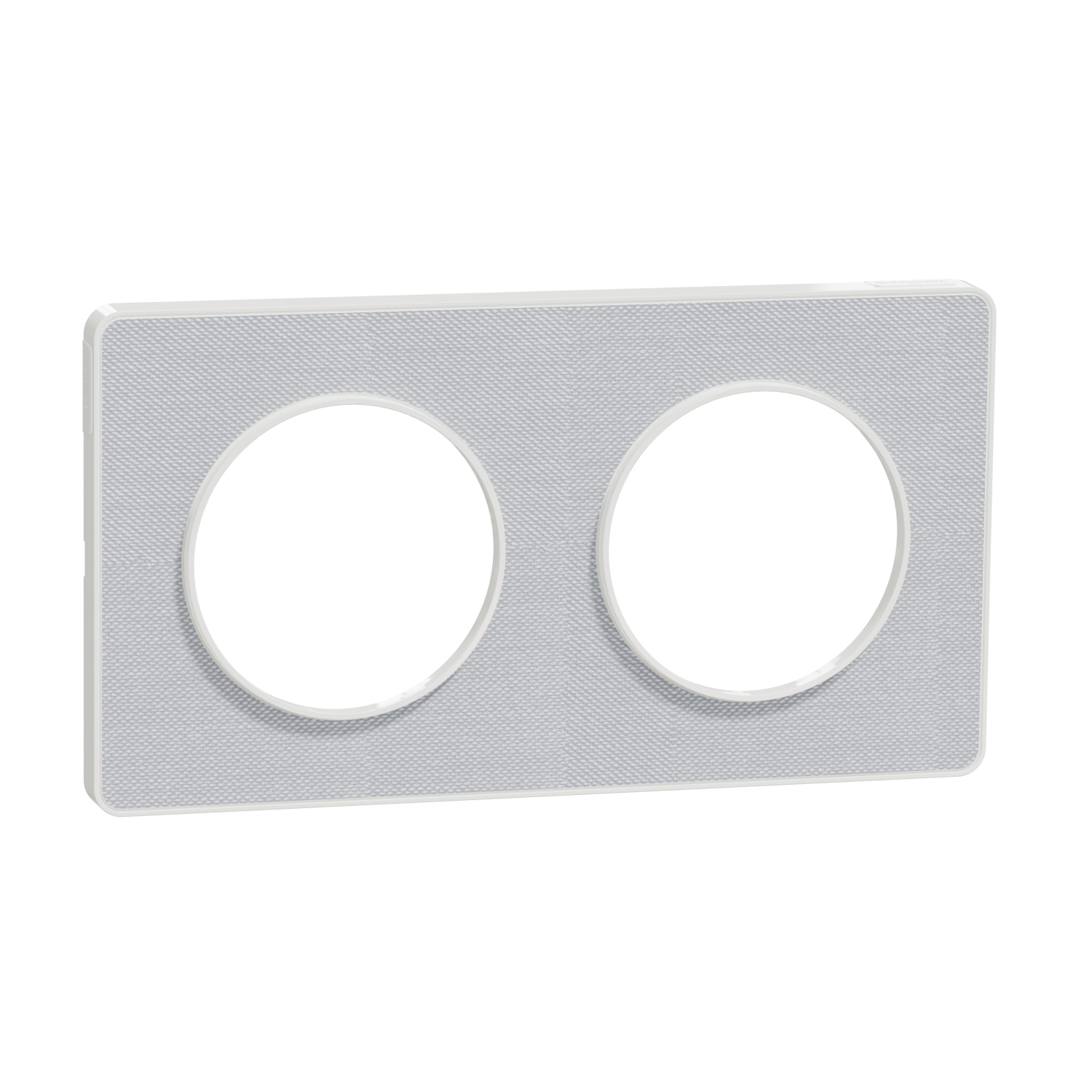 Odace touch - plaque de finition kvadrat en tissus perle et liseré blanc - 2 postes horiz.