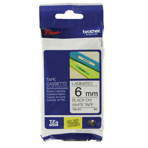 Tze211 - gel. Tape - zwart op wit - rol(0.6 Cm x 8 m) 1 rol(