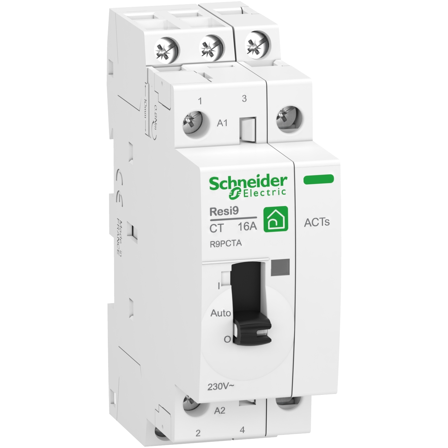 Resi9 ct - contacteur wiser - 2f - 20a - contact auxiliaire : 1f/o - tension circuit de commande : 2