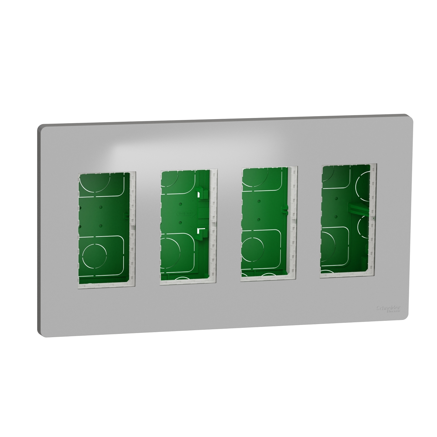 Unica - boîte de concentration encastrée complète - 4 colonnes de 4 modules - alu - livrée avec supp