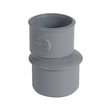 Réduction extérieure excentrée mâle-femelle - uih1 - pvc gris - ø 40/32 mm