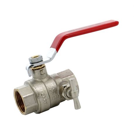 Vanne à sphère à purge - femelle/femelle - ø1”1/4 - poignée acier plate rouge