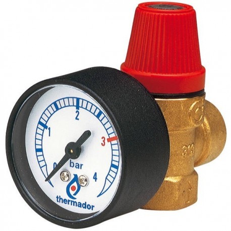 Soupape de sécurité chauffage - 1/2 - dm - nf 3bar - manomètre