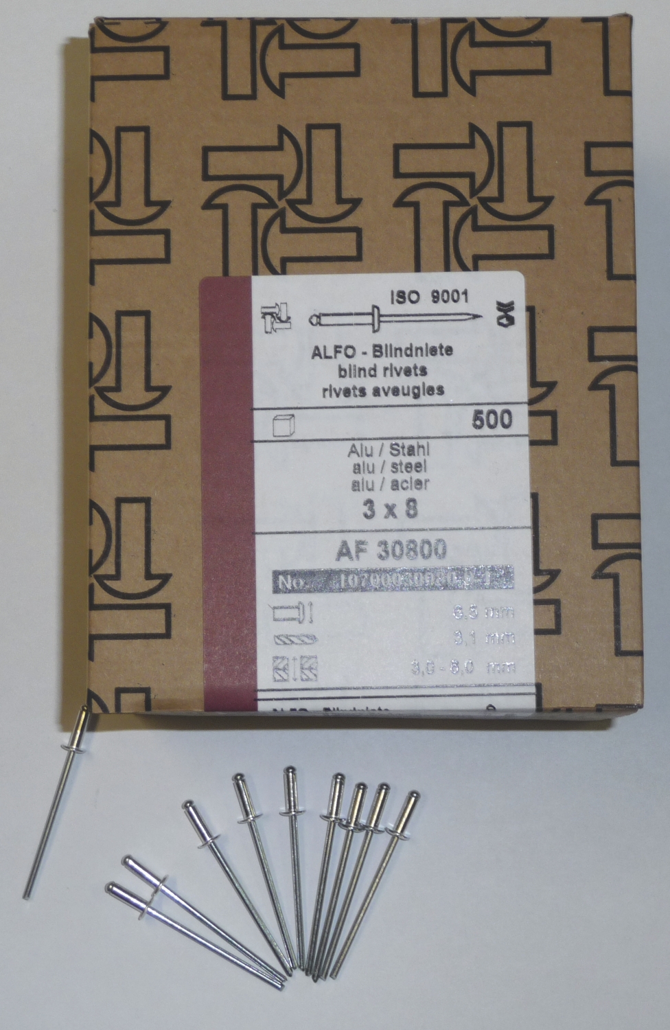 Rivet alu/acier blister 100 4x12 tete plate 10700040120116