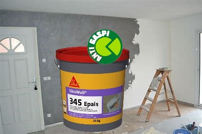 Sikawall®-345 epais. Pâte de ragréage épaisseur 1 à 10mm. Seau de 25kg